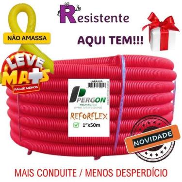 Imagem de 1 com 50 metros, Conduíte Reforçado Laranja ideal para  Lajes Conduíte