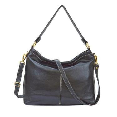 Imagem de Bolsa Feminina Preta Tiracolo e Transversal Alça Comprida Regulável Aj