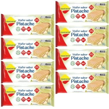 Imagem de Wafer Lowçucar Zero Açucares Sabor Pistache 115G - Kit com 8 Unidades
