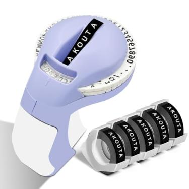 Imagem de Akouta Máquina de fazer etiquetas em relevo com fitas, vintage em relevo com 5 rolos de etiquetas em relevo 3D - roxo