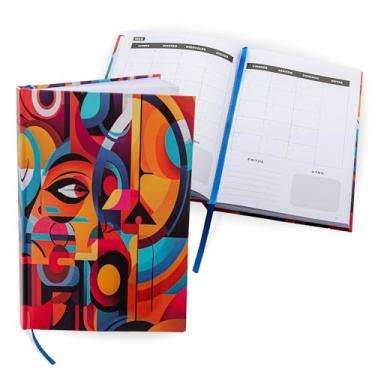 Imagem de Agenda espanhola semanal e rastreador de hábitos – Agenda en Español sem data de 15 x 23 cm – Definidor de metas, organizador mensal e diário – capa dura multicolorida