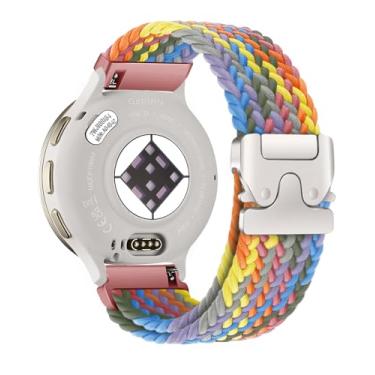 Imagem de Pulseira de nylon elástico trançado compatível com Garmin Venu 3S 2S/Vivoactive 4S/Vivomove 3S/Forerunner 255S/Forerunner 265S, pulseira esportiva elástica macia de 18 mm de liberação rápida para