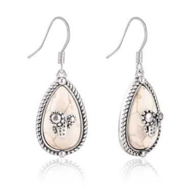 Imagem de Wrangler Brincos de turquesa ocidental para mulheres, cowgirl Drop Country oval com pingente de declaração grande, Cobre, Sem pedra preciosa