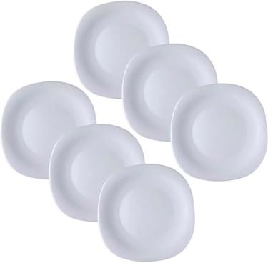 Imagem de Pratos Diva Quadrado Raso Vidro Opal Temperado Almoço Refeitção Buffet 27,5cm