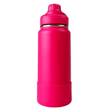 Imagem de Garrafa Térmica 1000ML - Duplamente Isolada a Vácuo, Aço Inox 304, Capa Protetora da Base de Silicone, Mantém Bebidas Gelada 24 horas e Quente 12 horas (Pink)