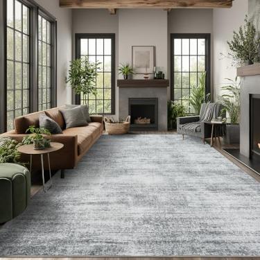 Imagem de BILEEHOME Tapetes cinza extra grandes para sala de estar, minimalista, estética, abstrata, 22,5 x 30,5 cm, tapete para escritório, sala de jogos, cinza claro, revestimento de piso com pilha baixa