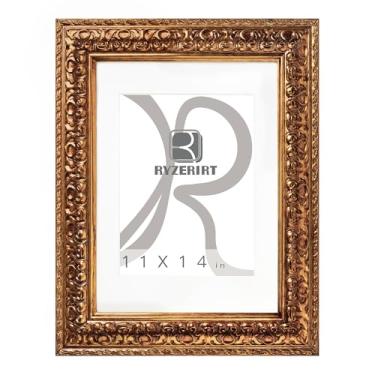 Imagem de RYZERIRT Moldura de madeira de 28 x 35,5 cm, para exibir imagens de 20,3 x 25,4 cm com tapete ou 28 x 35,5 cm sem tapete, molduras de pôster marrom, moldura para pendurar na parede 03