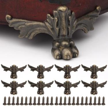 Imagem de 8 peças de pernas de caixa antiga, design retrô, pernas decorativas, caixa de joias, pés de caixa de madeira para caixas de madeira vintage, caixas de joias, caixas de vinho, caixa de ferramentas