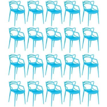 Imagem de Kit 20 Cadeiras De Jantar Allegra Design Empilhável - Azul