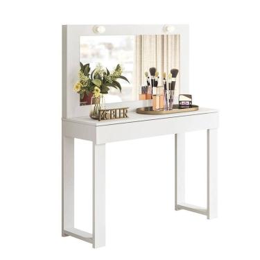 Imagem de Penteadeira Camarim Gala Gaveta Moderna Iluminação Quarto Espelho Branco Fosco