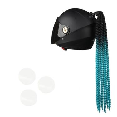 Imagem de Capacete Pigtail, capacete de motocicleta de 54,9 cm, rampa gradiente, tranças de capacete, cauda de cabelo com ventosa para qualquer decoração de capacetes (capacete não incluído)