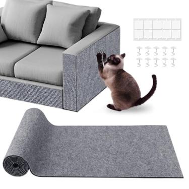 Imagem de pawstrip Tapete para arranhar gatos de 100 x 40 cm, protetor de móveis autoadesivo para arranhões, protetor de sofá de garras faça você mesmo, tapete de escalada, arranhador de canto interno para