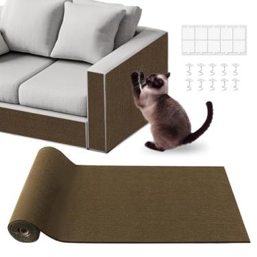 Imagem de pawstrip Tapete para arranhar gatos de 100 x 40 cm, protetor de móveis autoadesivo para arranhões, protetor de sofá de garras faça você mesmo, tapete de escalada, arranhador de canto interno para