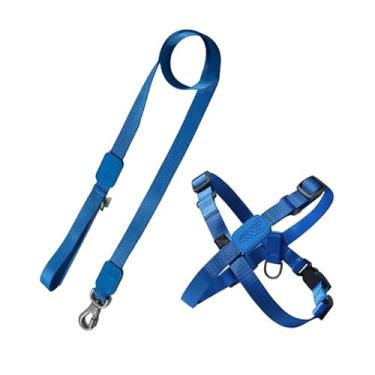 Imagem de Peitoral Ajustável em X com Guia para Cães, Nylon Azul Marinho, Tamanho P, Fivela de Encaixe Rápido, para Passeios, 30cm x 2.5cm