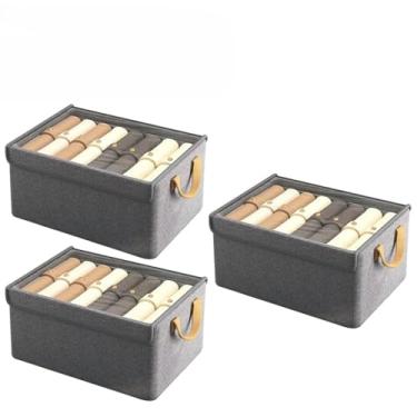 Imagem de Caixa Organizadora Dobrável Multiuso Com Tampa Feita em TNT Resistente E Ecológico (KIT 3UN 【com tampa】)