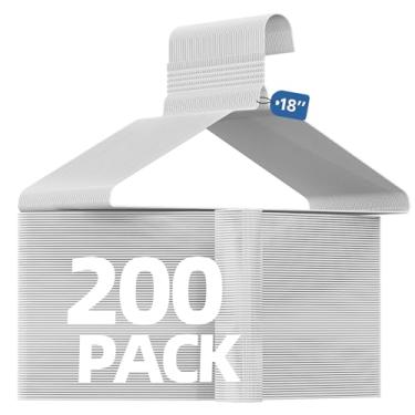 Imagem de SPECILITE Cabides de metal de arame de 45 cm, pacote com 200 para ternos, casacos, camisas, calças, saias, economia de espaço, antiderrapante, calibre 12, ultrafino, branco