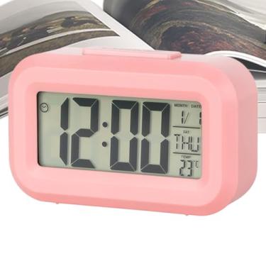 Imagem de Despertador digital,Relógio de cabeceira digital - Relógio digital para mesa | Relógio de cabeceira eletrônico pequeno, relógio digital multifuncional para mesa, casa, local de trabalho
