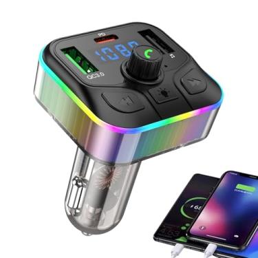 Imagem de Receptor de rádio transmissor FM, transmissor FM para carro, Adaptador de rádio FM 20W reprodutor de música, Carregador baixo profundo do leitor de música MP3 QC3.0 USB para todos os smartphones