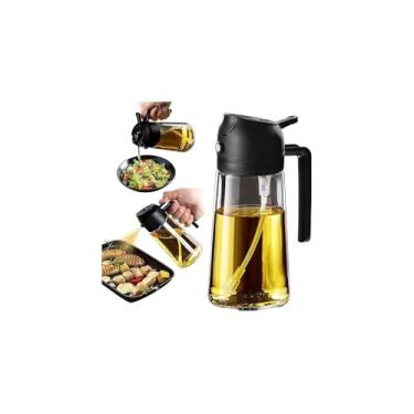 Imagem de Galheteiro em Vidro com Dosador, 470ml, Tampa em Aço Inox, 18cm x 7,5cm, para Azeite e Vinagre, Transparente
