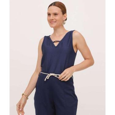 Imagem de Blusa Feminina Textura Sem Manga Marisa-28029, Azul, M