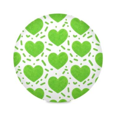 Imagem de Wassud Jogo americano com corações verdes tapetes de mesa redondos para cozinha e jantar tapetes laváveis resistentes ao calor decoração de mesa 39 cm