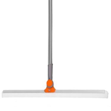 Imagem de Raspador de piso de silicone retrátil ajustável vassoura de rodo raspador de piso de cabo longo limpador de banheiro giratório, laranja, cinza, 95 x 50 cm