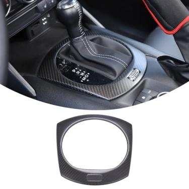 Imagem de Aotumcer Moldura de acabamento de painel de mudança de marchas de fibra de carbono real compatível com Mazda MX-5 Miata 2016-2025 painel do console do câmbio acessórios internos de proteção da moldura