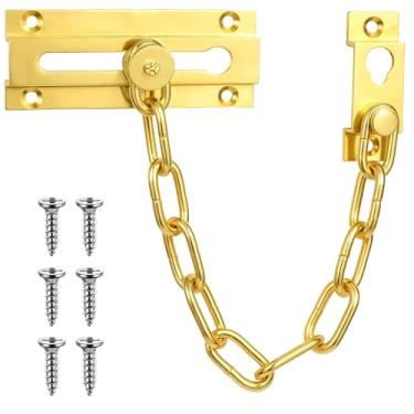 Imagem de Yolev Corrente de fechadura de porta de segurança dourada, protetor de corrente, fechaduras de porta resistentes para portas da frente, segurança, casa, apartamento, hotel, escritório