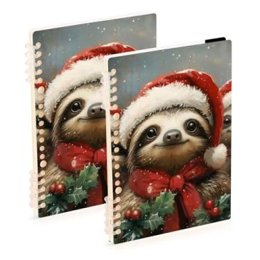 Imagem de Burbuja Cadernos de preguiça de Natal, papel pautado universitário A5 com 60 folhas, fichário para diário, escritório, 2 unidades