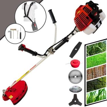 Imagem de Roçadeira Profissional Lateral Kawashima Kw52l À Gasolina 52c 2,5hp + Faca 2 Pontas 330mm + Faca 40 Dentes 255mm + Esco