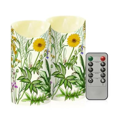 Imagem de Wassud Flores (2) velas sem chama com controle remoto, velas realistas cintilantes com temporizador, velas decorativas para Natal, casamento, festa, decoração de casa média