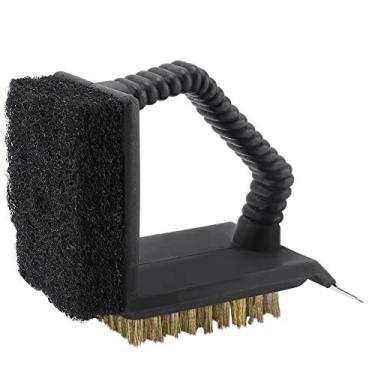 Imagem de Cryfokt Limpador de Grelha para Churrasco, Escova de Aço Inoxidável Durável para Limpeza de Forno de Churrasco, Design 3 Em 1 para Cozinha, Acampamento, Fogão a Gás para