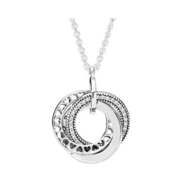 Imagem de Colar Feminino De Prata 925 Com Laço Rosa, Coração Vermelho E Flor  Jo