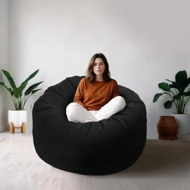 Imagem de Cadeira Bean Bag para adultos, 1,5 m de espuma viscoelástica de alto rebote para sofá com capa removível, sofá grande para jogos, leitura e relaxamento, preto
