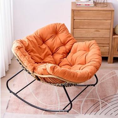 Imagem de NRNQMTFZ Cadeira de balanço, cadeira de amamentação moderna, sala de estar, cadeira de vime de balanço para pátio, cadeira de exterior, cadeira de relaxamento para sala de estar, quarto ou quarto