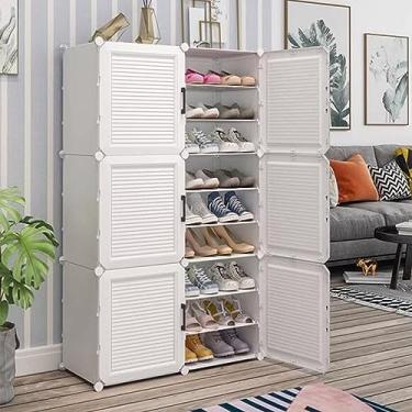 Imagem de NRNQMTFZ Armário de sapatos, organizador de armazenamento de sapatos para entrada, prateleira de sapatos sem bambu, armário de armazenamento portátil para sapato, para corredor, sala de estar, quarto