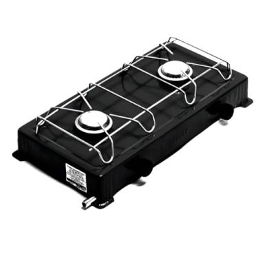 Imagem de Fogão de Mesa Portátil a Gás 2 Bocas, Fogareiro Compacto para Camping, Viagens e Cozinhas Pequenas, Acendimento Manual, Branco, Conexão Baixa Pressão (PRETO)