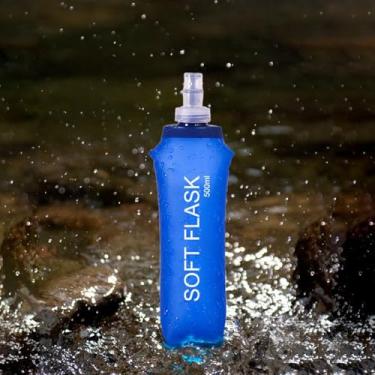 Imagem de 1 garrafa de água macia ao ar livre de 500 ml – perfeita para corrida, maratonas, caminhadas e fitness – dobrável, à prova de choque, leve e portátil