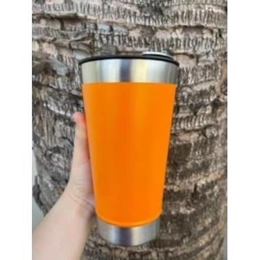 Imagem de Copo Térmico com Tampa E Abridor 473ml Cerveja Café Inox Beer Cup Gelada Quente Caneca (LARANJA)