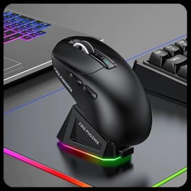 Imagem de Mouse Gamer Sem Fio Bluetooth 2.4g Tri Mode 24000dpi Paw3311 Com Dock Carregamento Fire Phoenix Bk-r3x