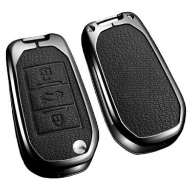 Imagem de Porta-chaves chaveiro compatível com peugeot 208 2008 301 308 3008 rcz 508 408 2008 307 capa protetora de couro para chave de carro(C-black)