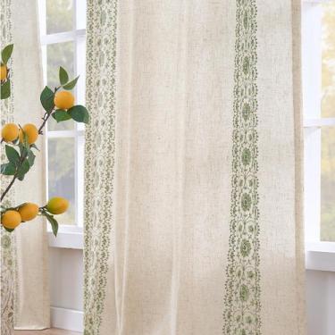 Imagem de Cortinas Jinchan Weslie Boho Forradas de Lino 275x274cm Verde Salvia