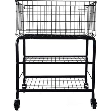 Imagem de hennze cesto de roupa suja de uma camada, carrinho de lavanderia fácil de mover para roupas, calças, lavanderia, carrinho de organização de brinquedos infantis, carrinho de metal com moldura de metal