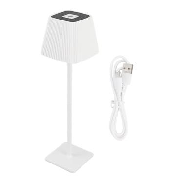 Imagem de Abajur de mesa, abajur de mesa recarregável por toque regulável de 2000mAh com modos de 3 cores, abajur de mesa LED portátil sem fio para ambientes internos e externos, (White)