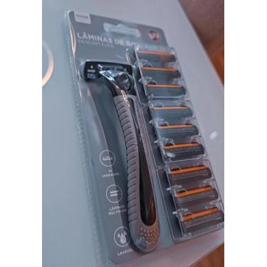 Imagem de Kit Prestobarba 9 Refil com 3 Lâminas de barbear Descateveis Reutilizá