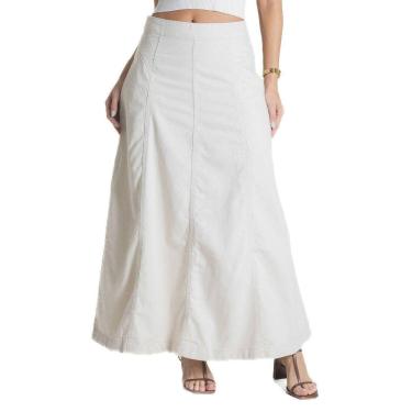 Imagem de Saia Linho Sawary Midi - 280474 - Areia 46-Feminino