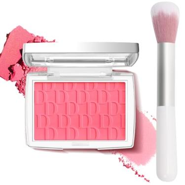 Imagem de LYBHDAFA Blush em pó de blush cereja para bochechas com pincel, paleta de blush fosco blush em pó, blush facial, fórmula misturável natural, sedosa, leve, maquiagem, blush rubores de maconha, 015#