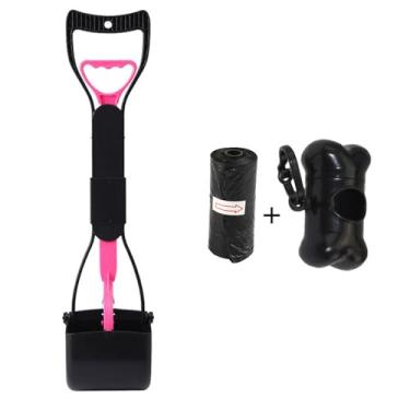 Imagem de 18 Pooper Scooper com Cabo Longo Plegável Sacola de Lixo e Caixa Armazenamento em Forma Osso para Cães Gatos Operação Ergonômica Fácil Uma Mão Antiaderente Plástico Leve Portátil Limpeza Resíduos Pets