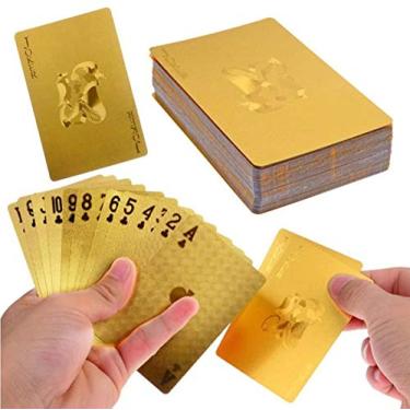 Imagem de Bestmaple Durável à prova d'água Luxo 24K Gold Foil Poker Baralho Carta de Baralho com caixa Boa ideia para presente