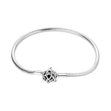 Imagem de Pulseira Feminina De Prata Esterlina 925 17-20CM Com Flores, Borboleta